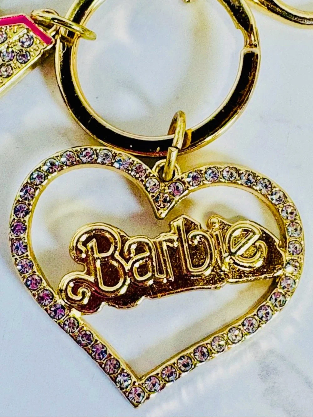 A-1DC-39: BAG CHARM/KEYCHAIN: BARBIE w/Pink & Golden Accents, Rhinestones, NWOT